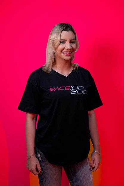 Camiseta Feminina RACE100200 - Gola V (Prata)